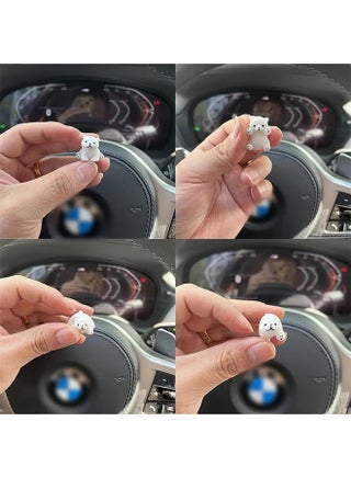 4-Piece Cute Animal Car Interior Decor Set - Rearview Mirror & Dashboard Ornaments, Fun Automotive Gift Accessories - view 4